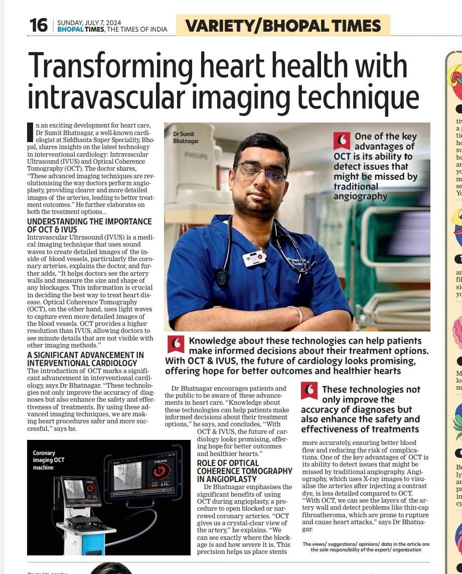 Times of India article on IVUS and OCT imaging