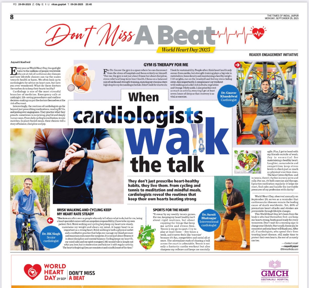 World Heart Day newspaper feature with Dr. Sumit Bhatnagar